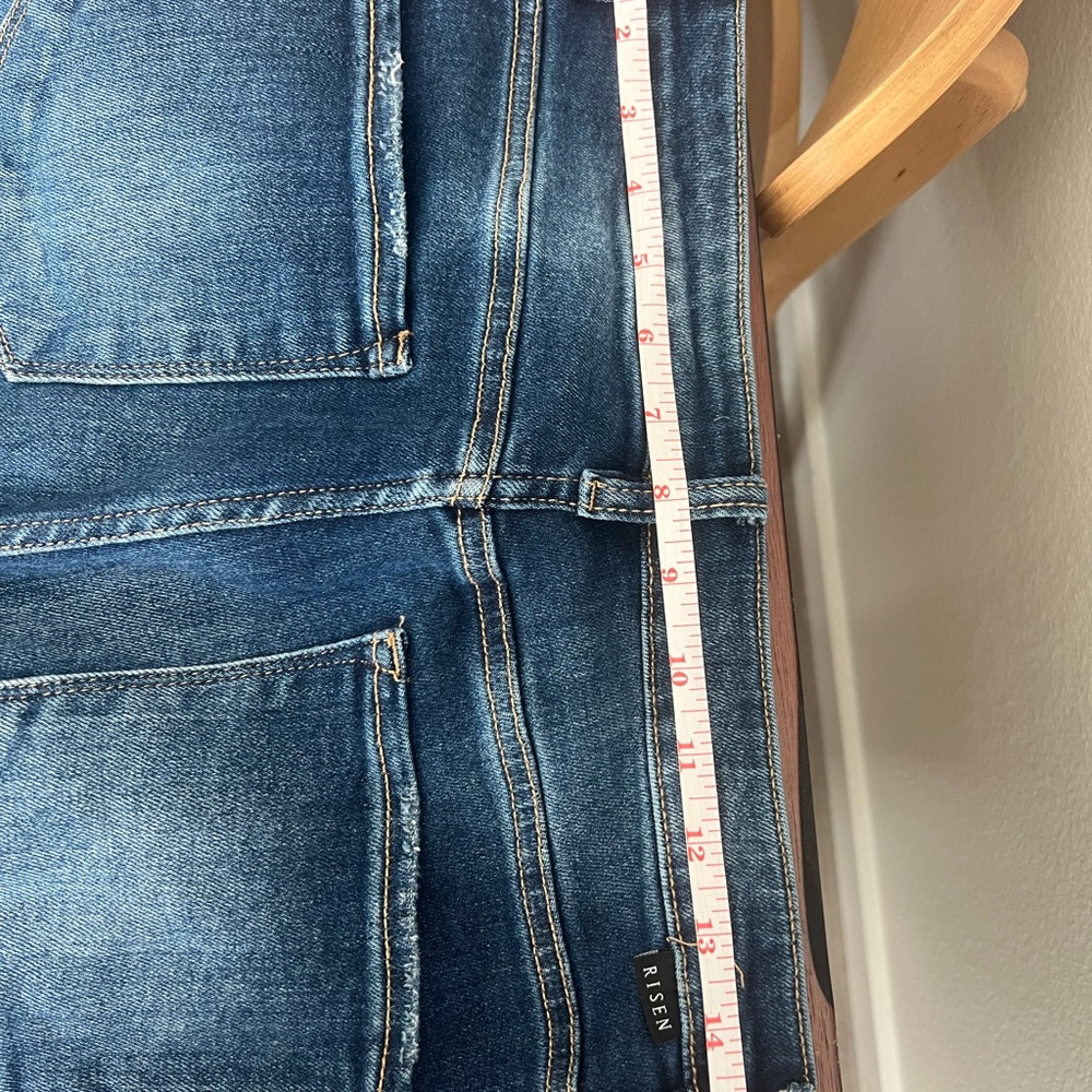 High Rise Blue Distressed Jeans - Picture 6 of 7